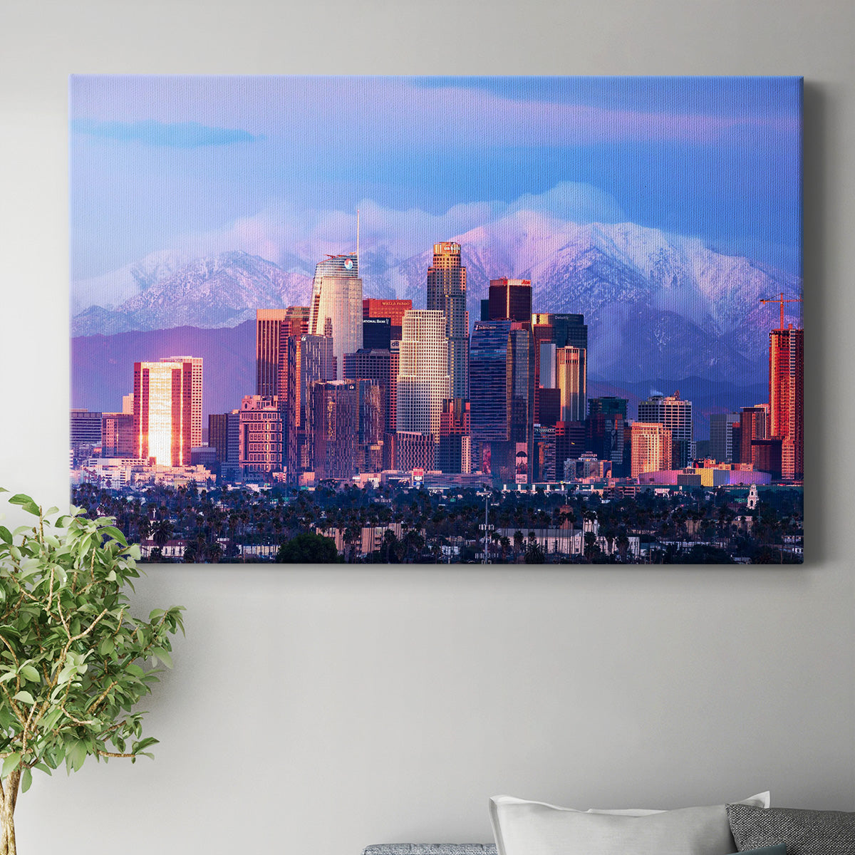 Downtown Los Angeles Skyline with Snow - Canvas Art Print