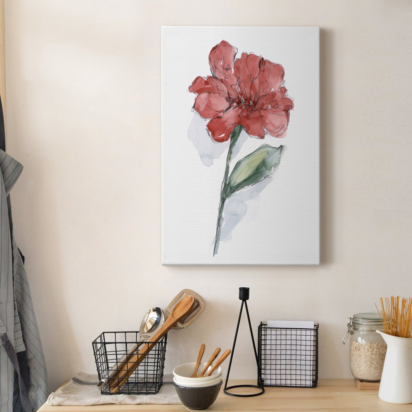 Watercolor Floral Contour IV Premium Gallery Wrapped Canvas - Ready to Hang