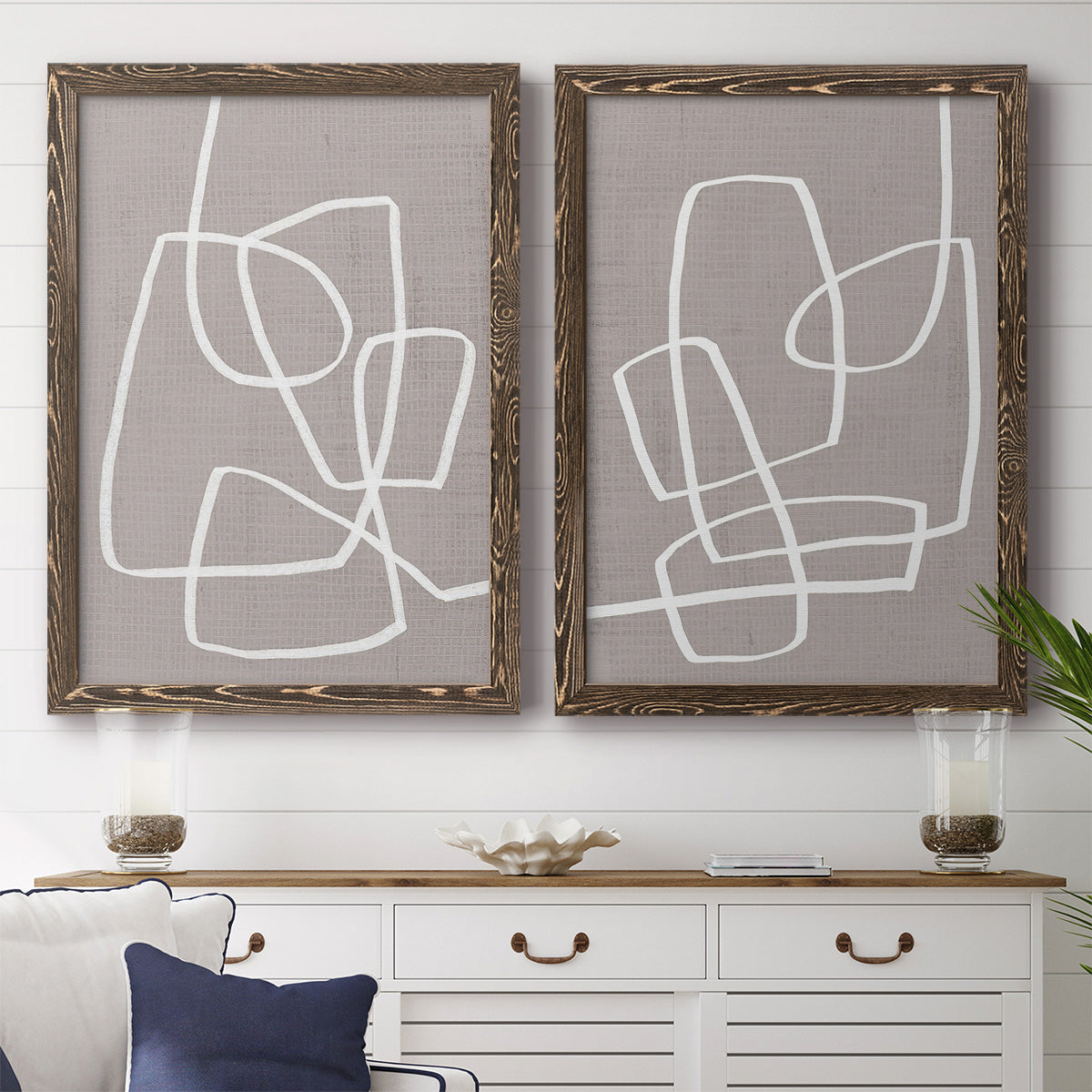 Linen Roundabout I - Premium Framed Canvas 2 Piece Set - Ready to Hang