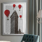 Flat Iron Building and Red Hot Air Balloons - Modern Framed Canvas Print