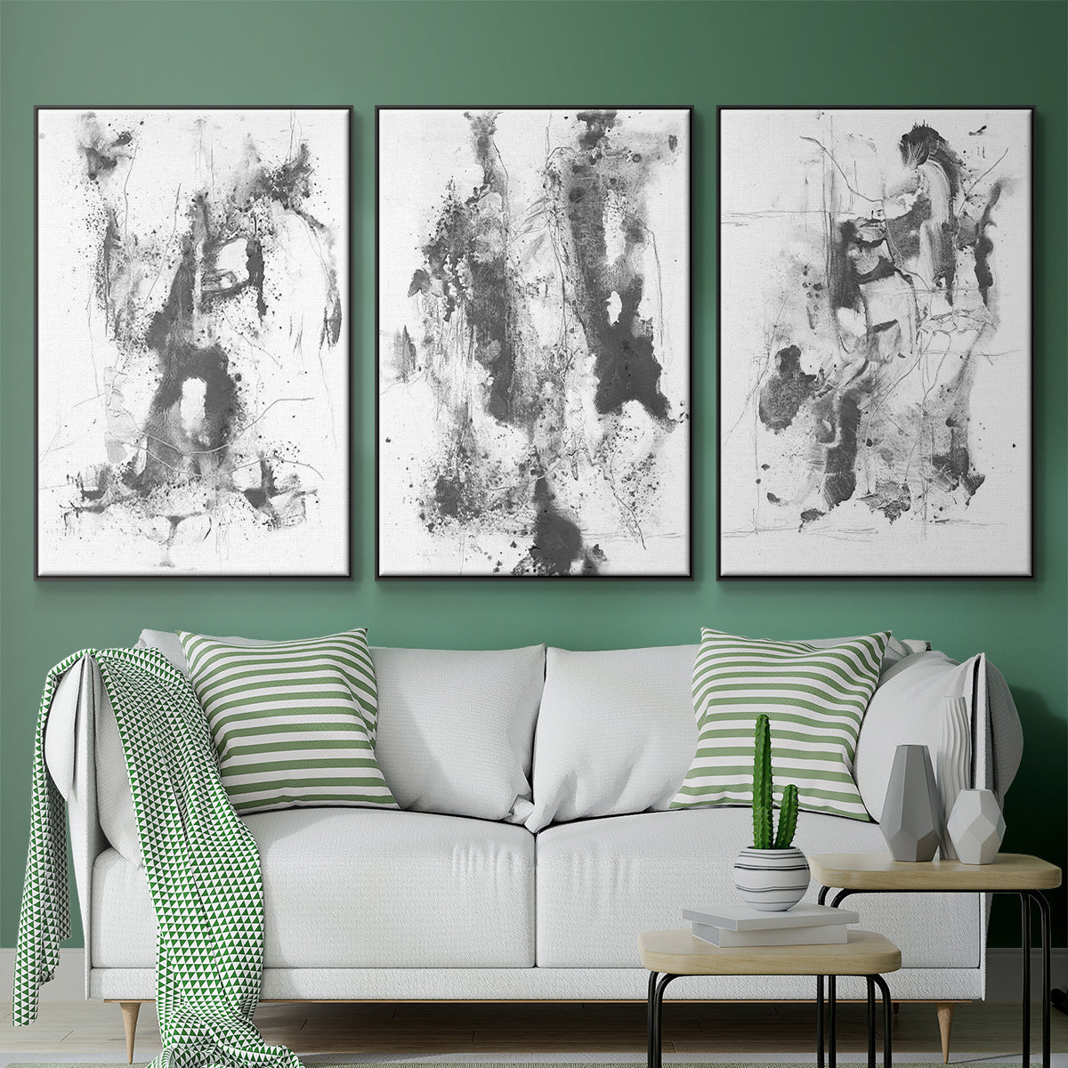 Graphite Abstract I - Floater Framed Canvas Set
