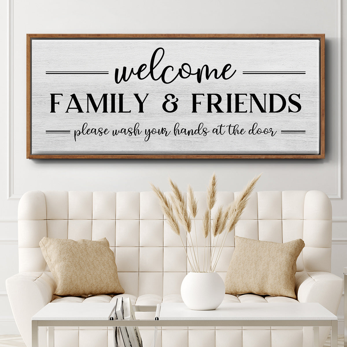 Welcome Family & Friends - Floater Framed Canvas Print