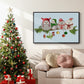 Christmas Fluffy Christmas Owls on Branch - Framed Gallery Wrapped Canvas in Floating Frame