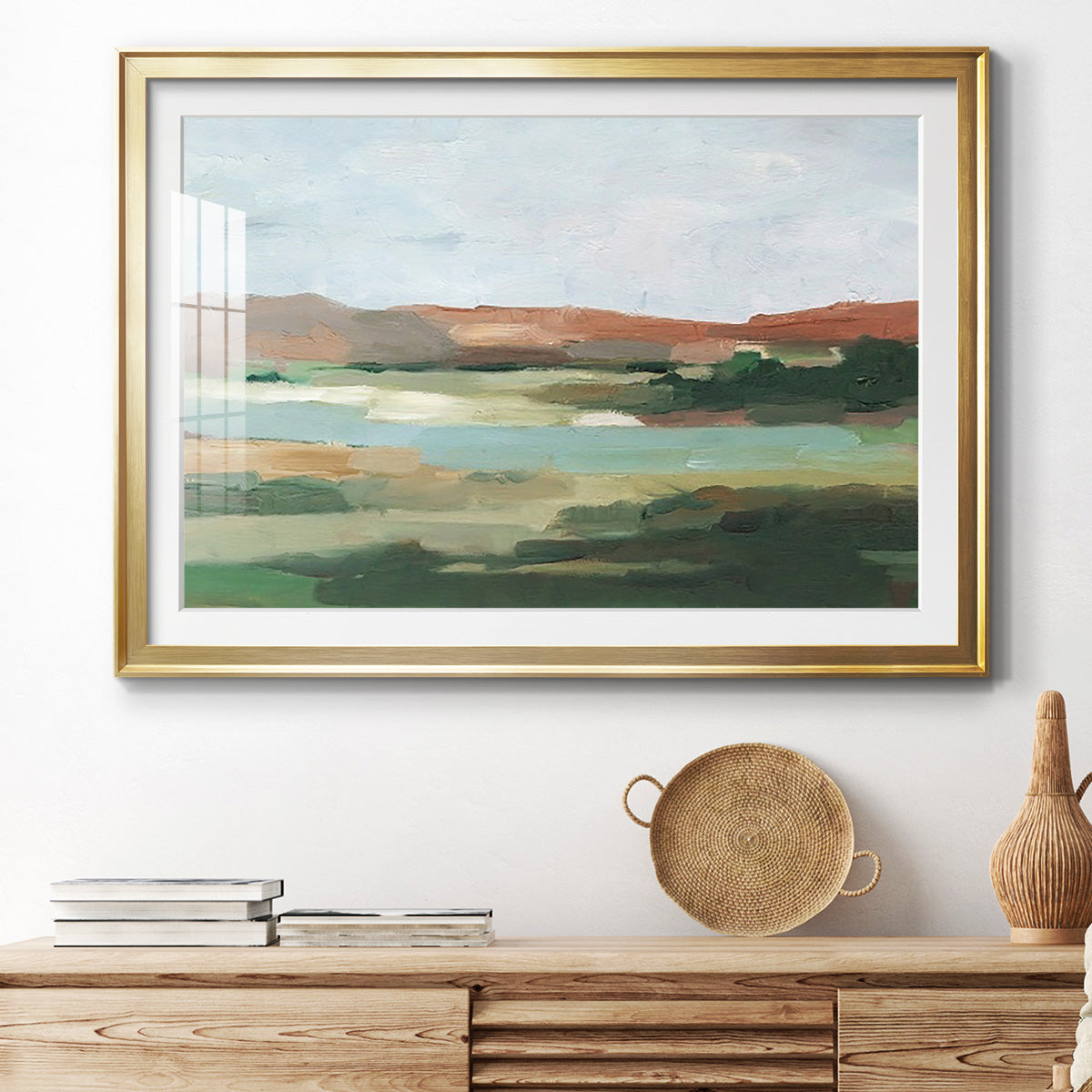 Autumn River Crossing I - Modern Framed Art Print