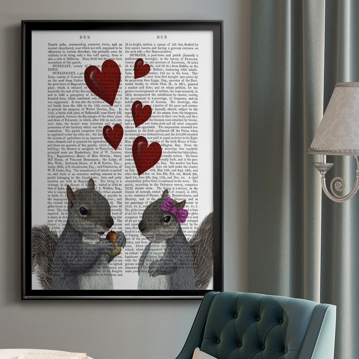 Squirrel Love - Modern Framed Canvas Print