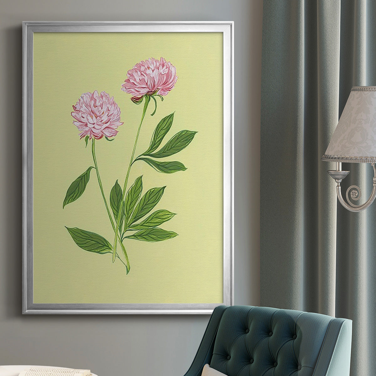 Peonies in Yellow II - Modern Framed Canvas Print