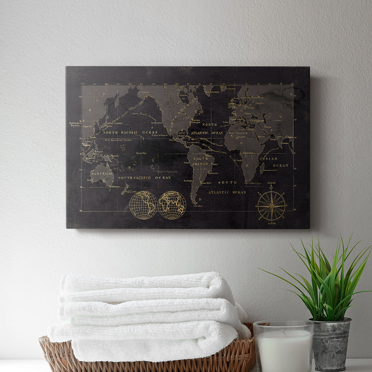 Black Gold Map - Canvas Art Print