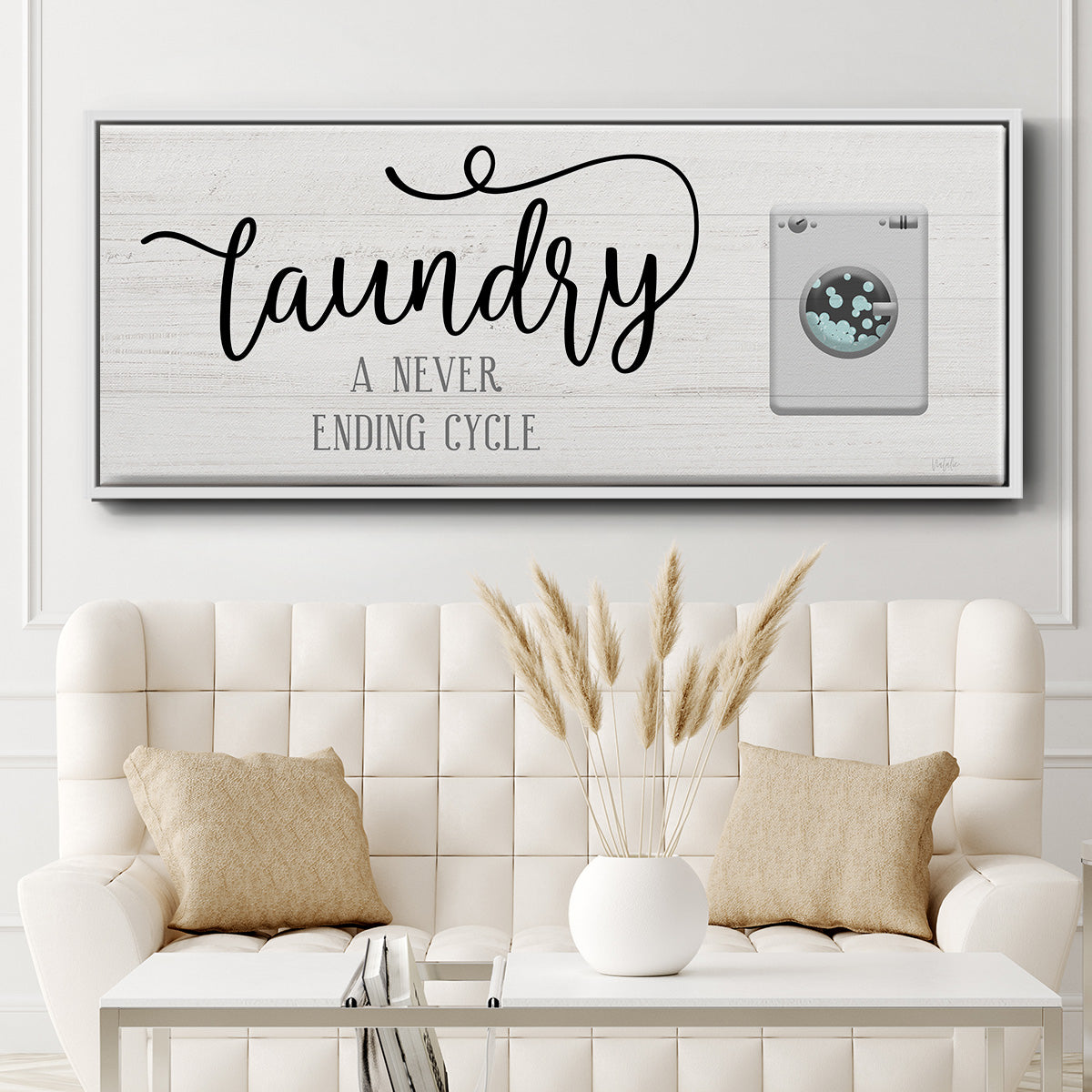 Never Ending Laundry - Floater Framed Canvas Print