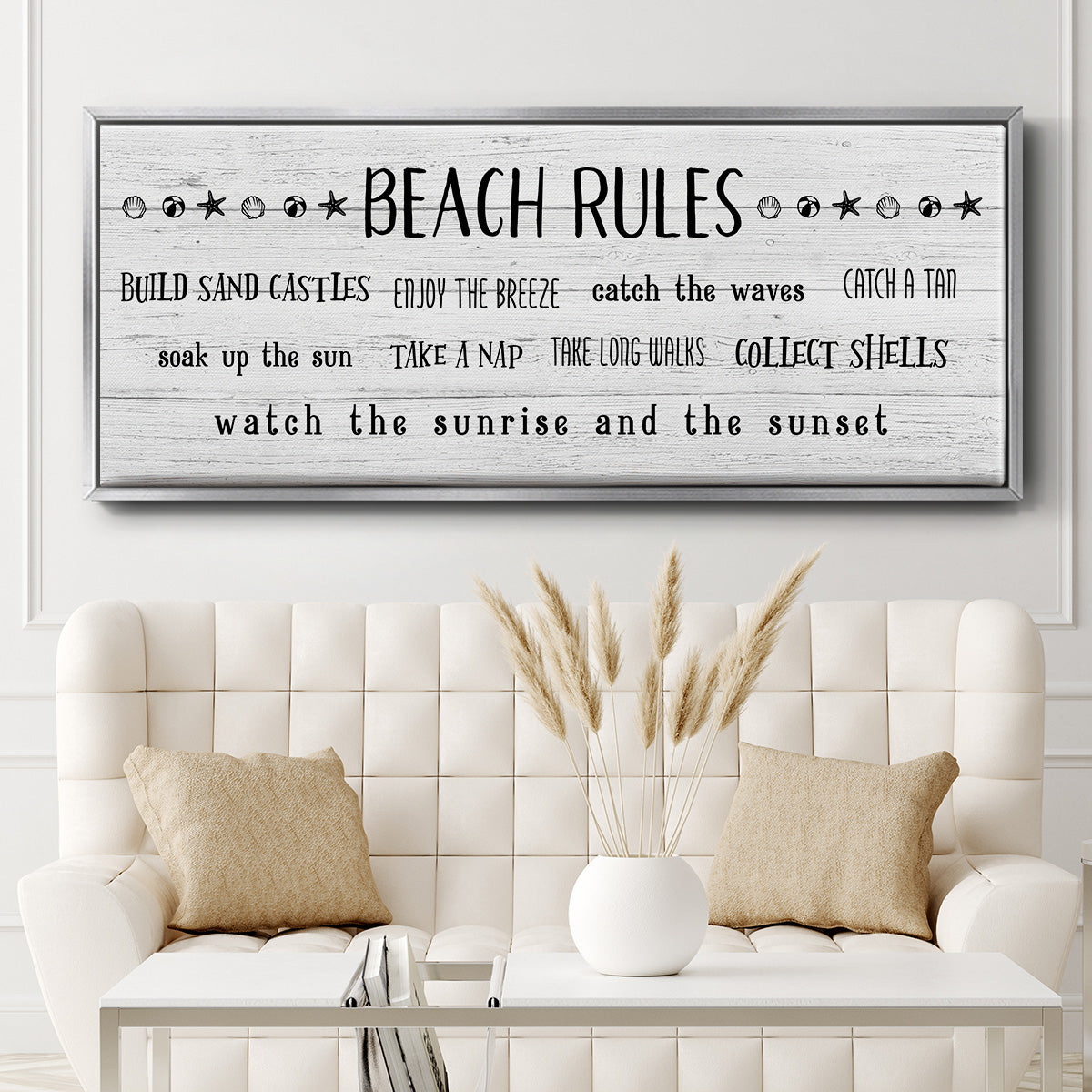 Rules of the Beach - Floater Framed Canvas Print