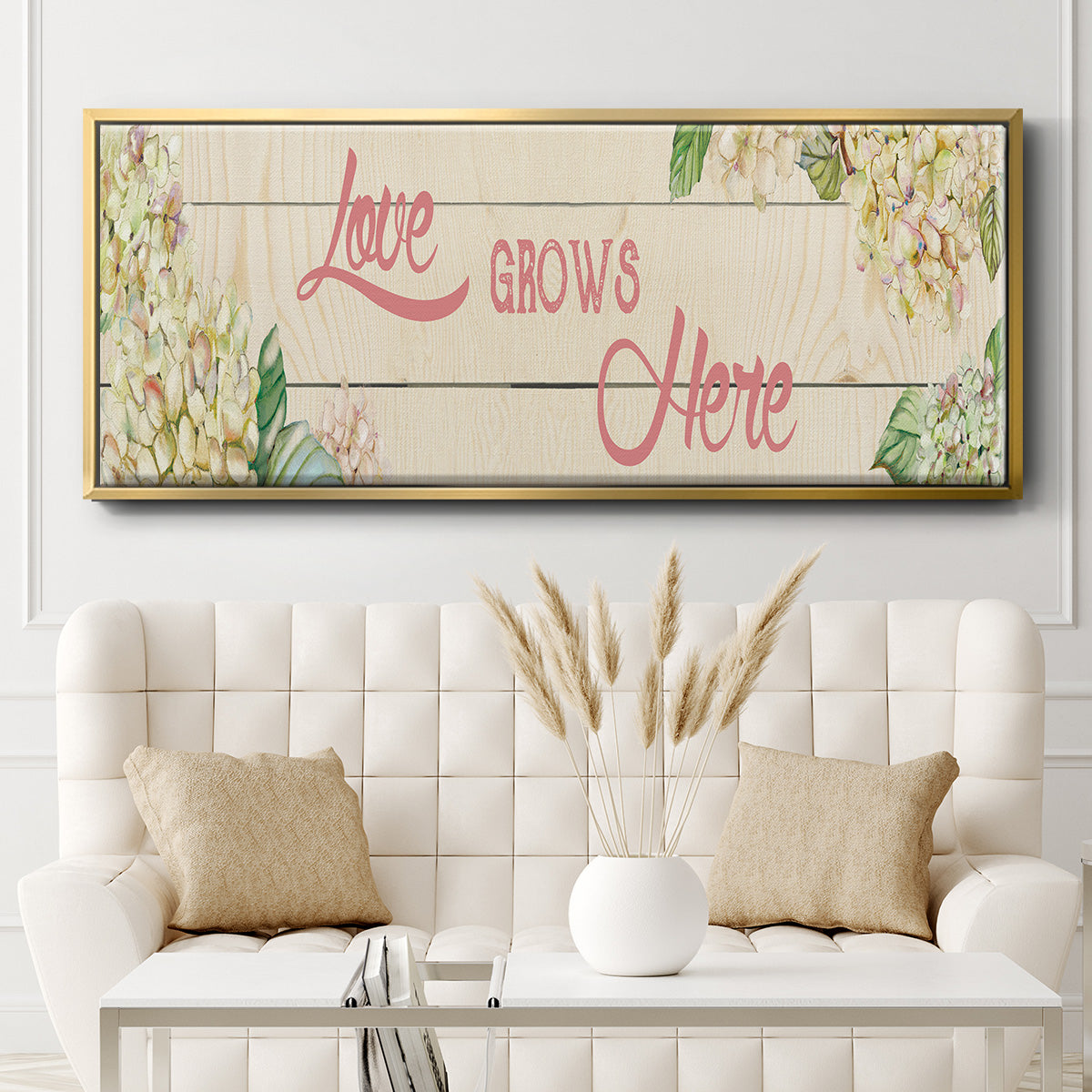 Love Grows Here - Floater Framed Canvas Print
