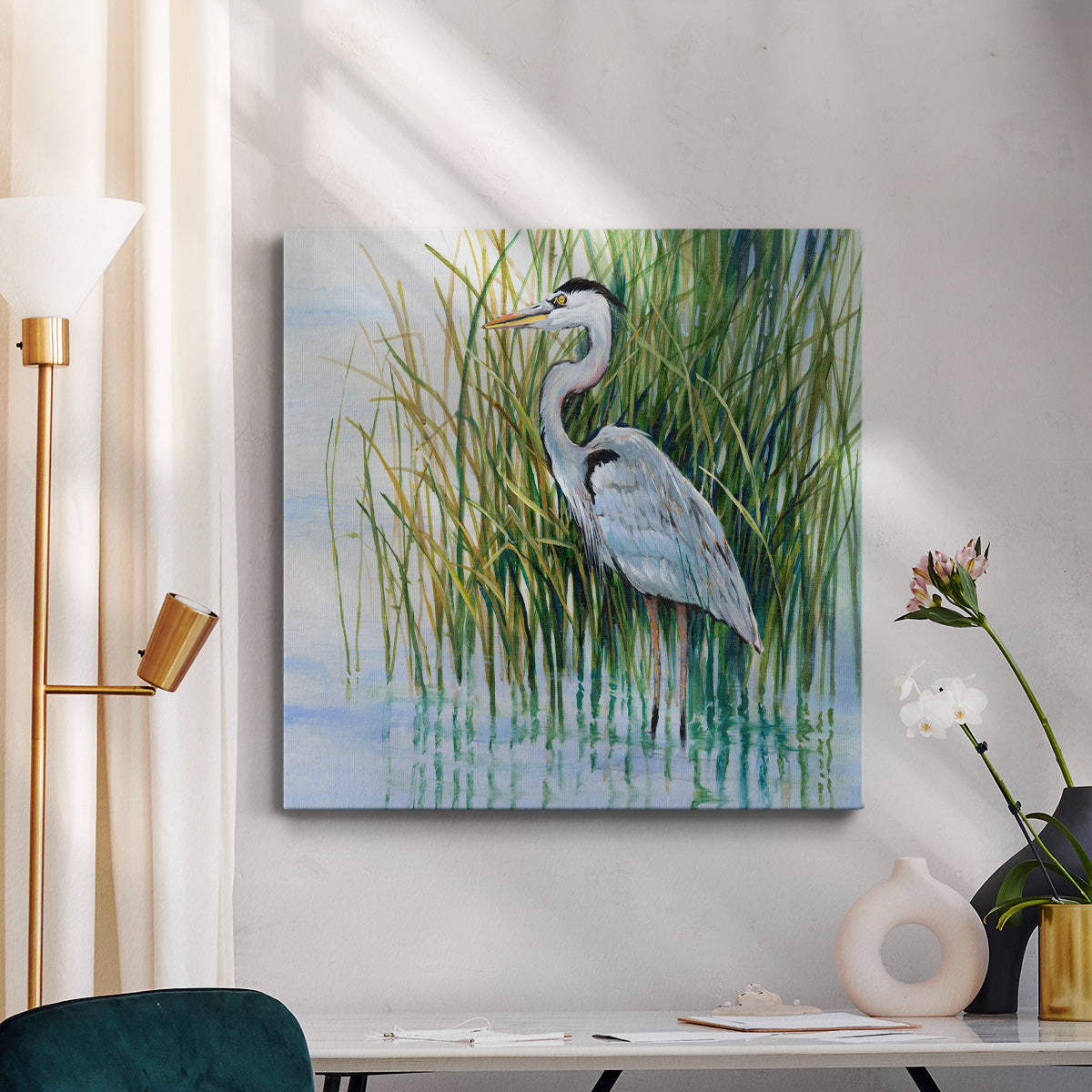 Heron in the Marsh II - Canvas Art Print