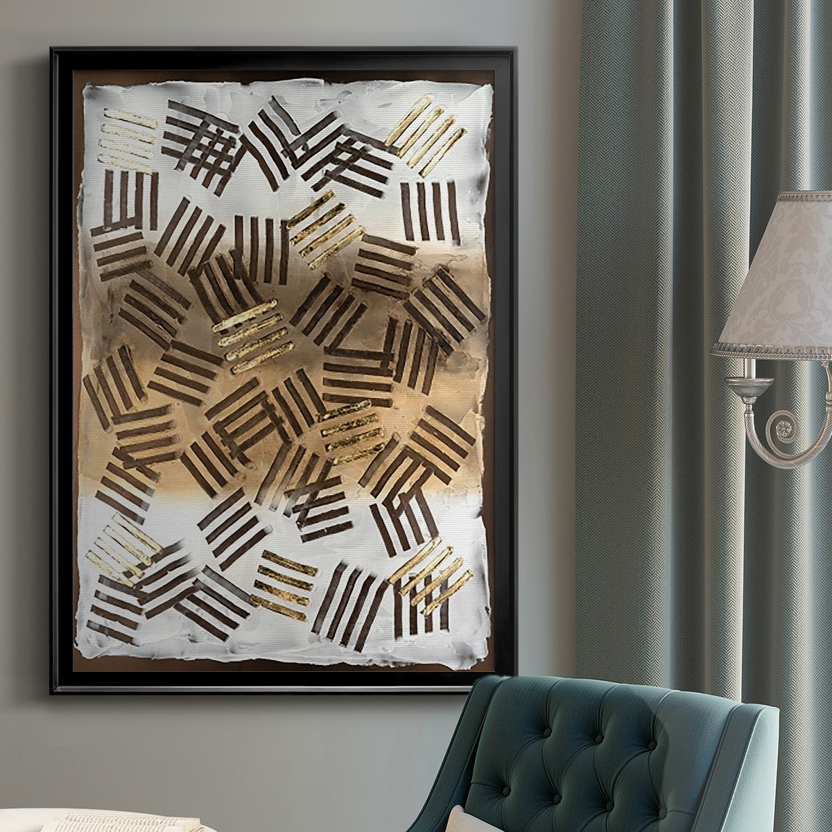 Raffia Palm II - Modern Framed Canvas Print