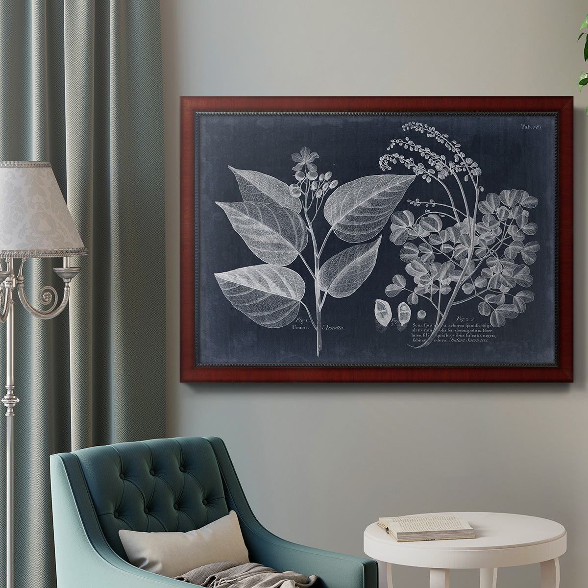 Foliage on Navy III Premium Framed Canvas- Ready to Hang