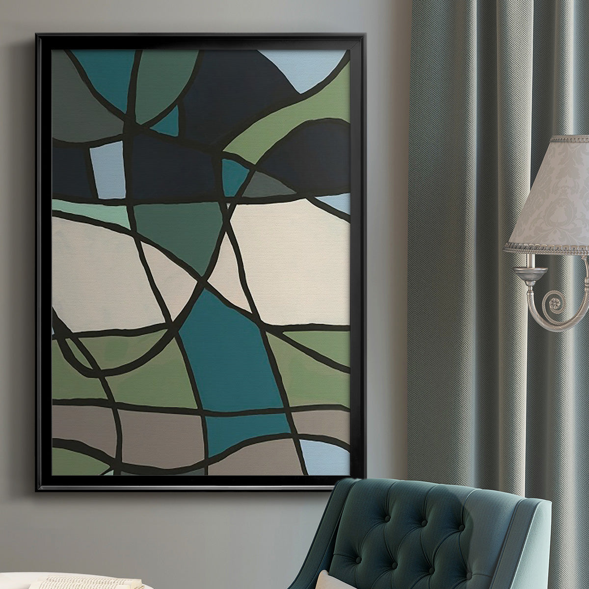 Multicolor Stained Glass I - Modern Framed Canvas Print