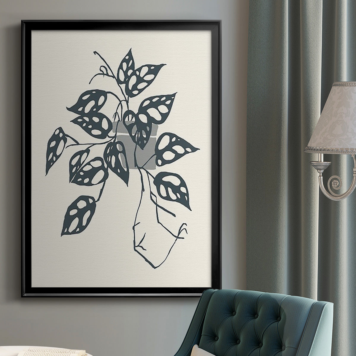 Growing Leaves III - Modern Framed Canvas Print