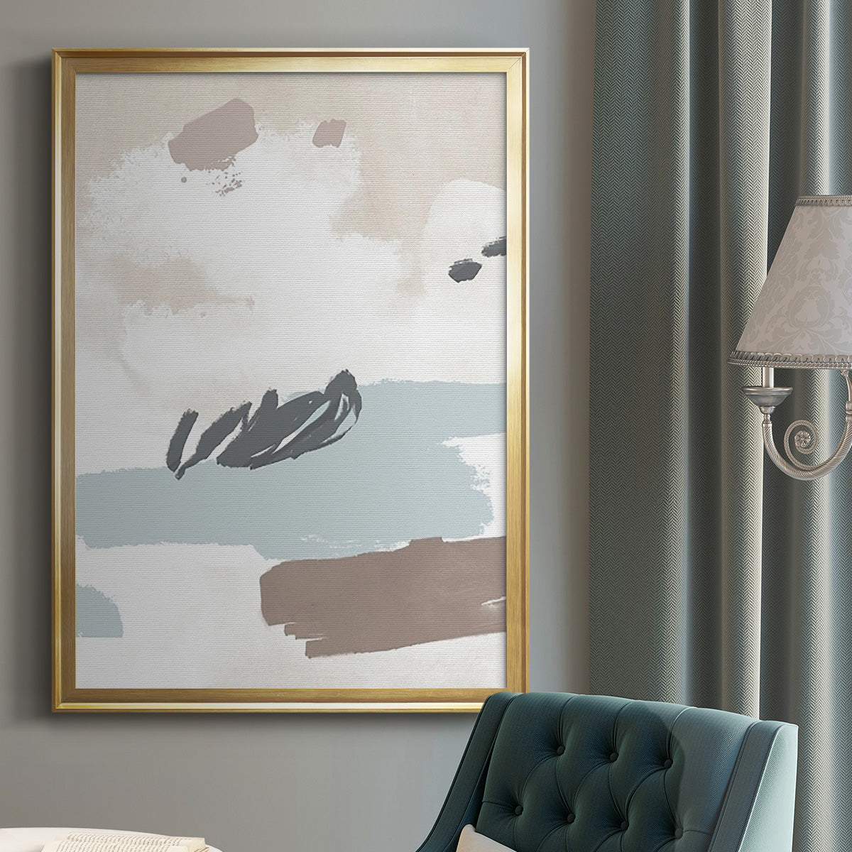 Neutral Wash II - Modern Framed Canvas Print