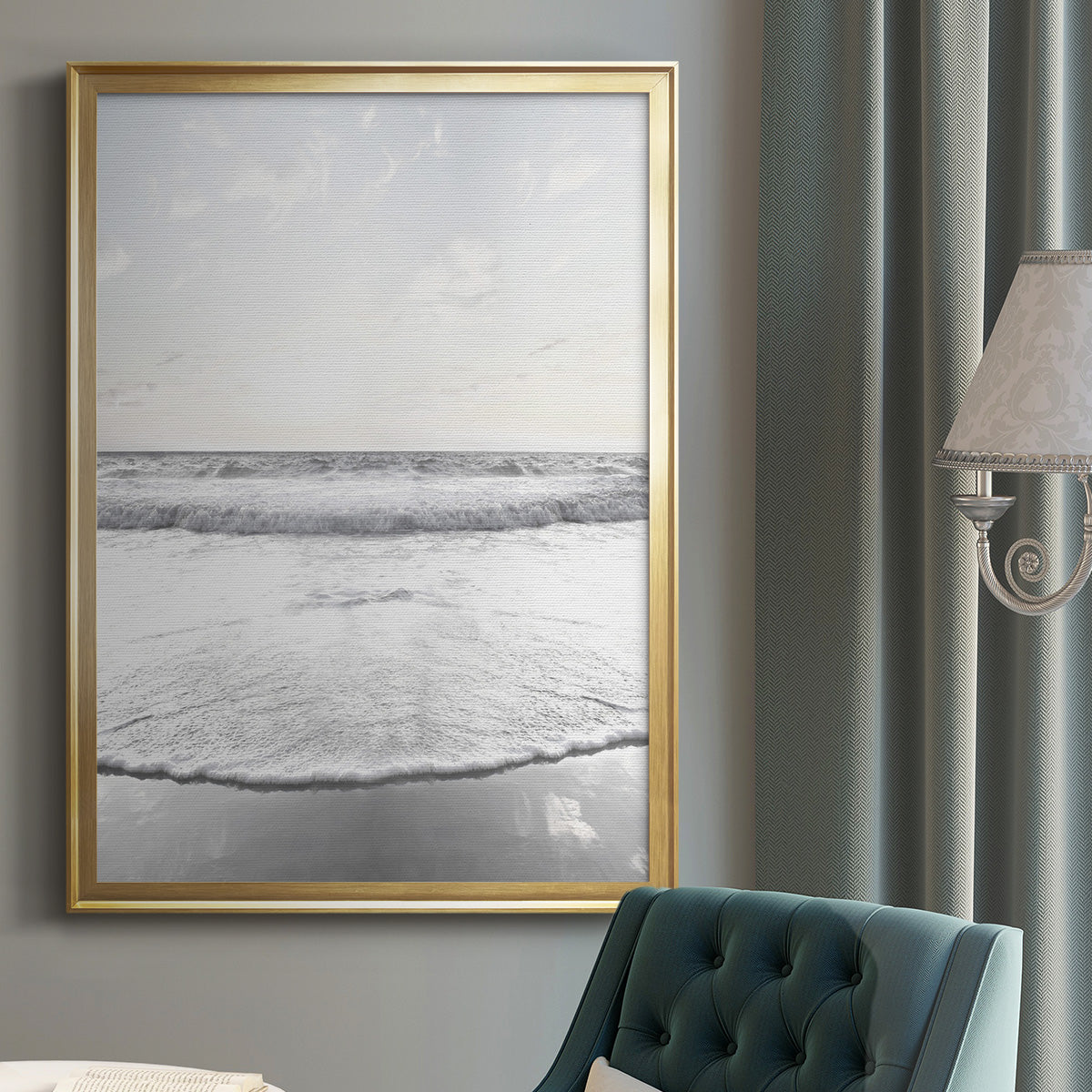 Serene Shore - Modern Framed Canvas Print