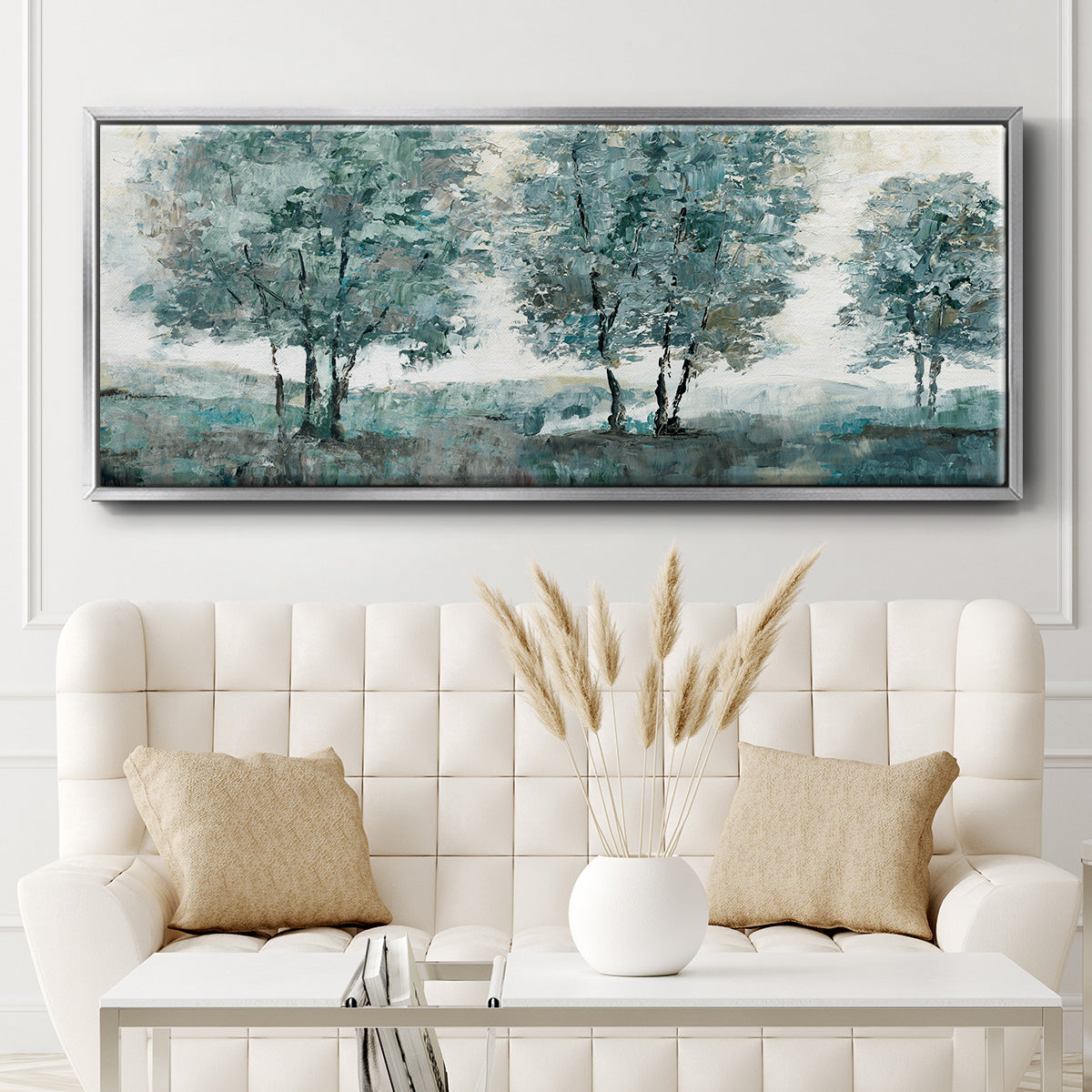 Teal Sentinel - Floater Framed Canvas Print