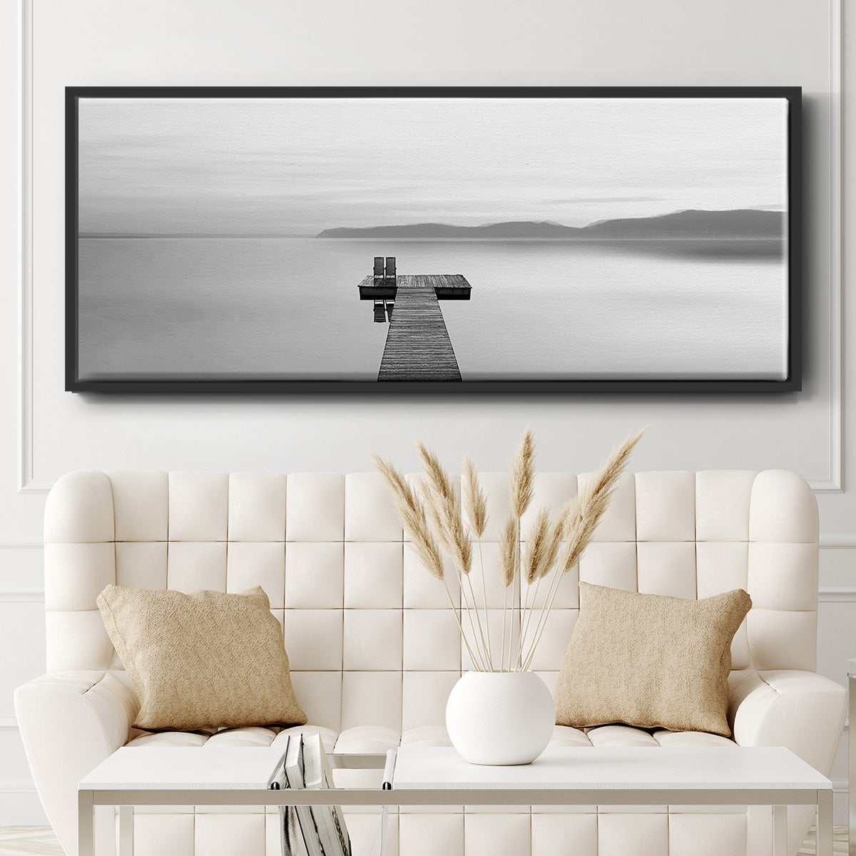 Black & White Water Panel XII - Floater Framed Canvas Print