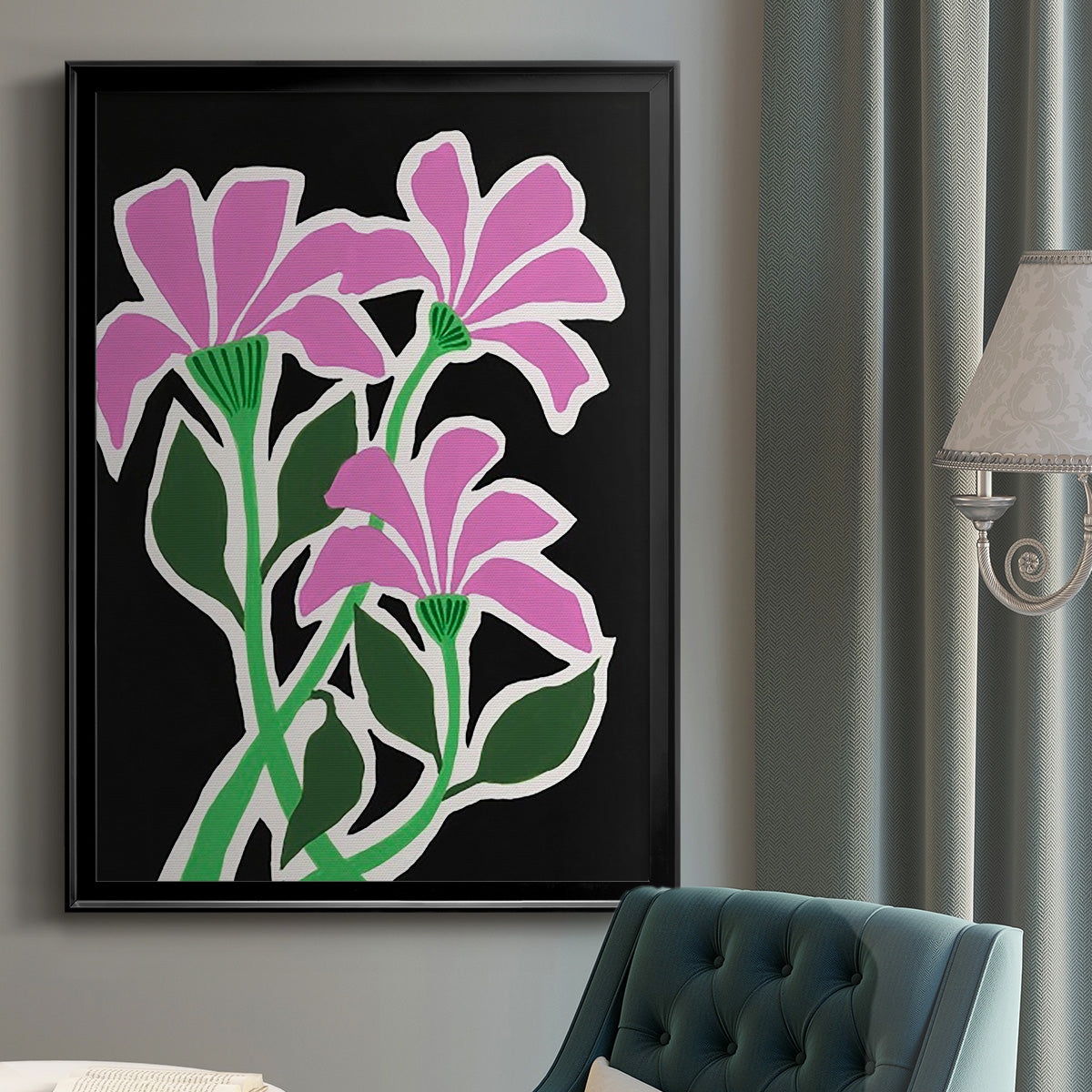 Pop Flowers V - Modern Framed Canvas Print