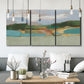 Three-panel canvas wall art featuring wide open landscape under midday light, displayed in a modern living room above seating.