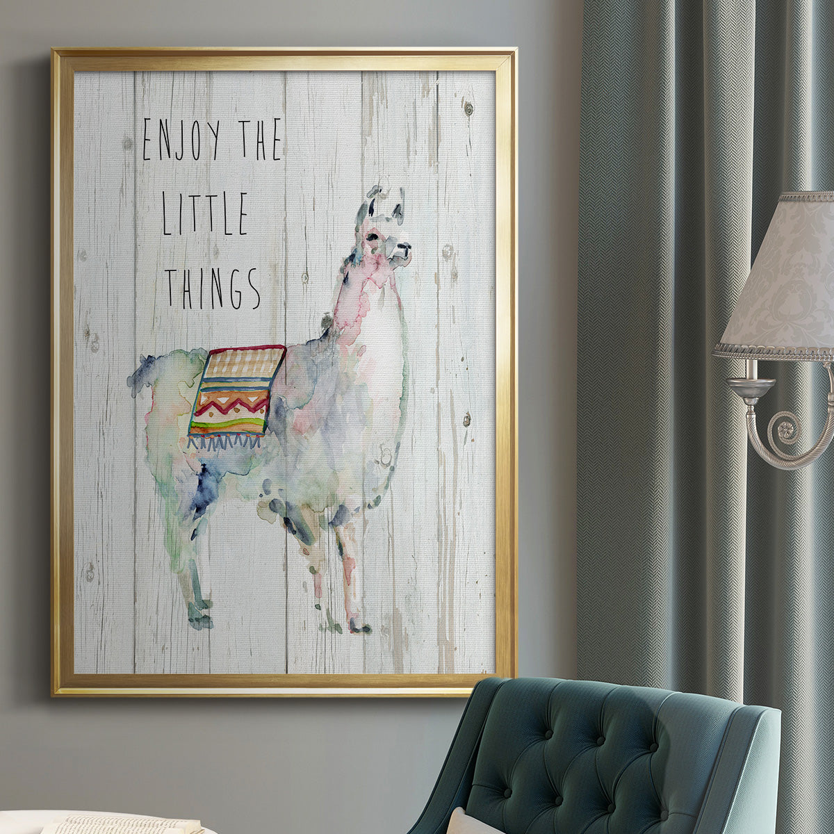 Llama Little Things - Modern Framed Canvas Print