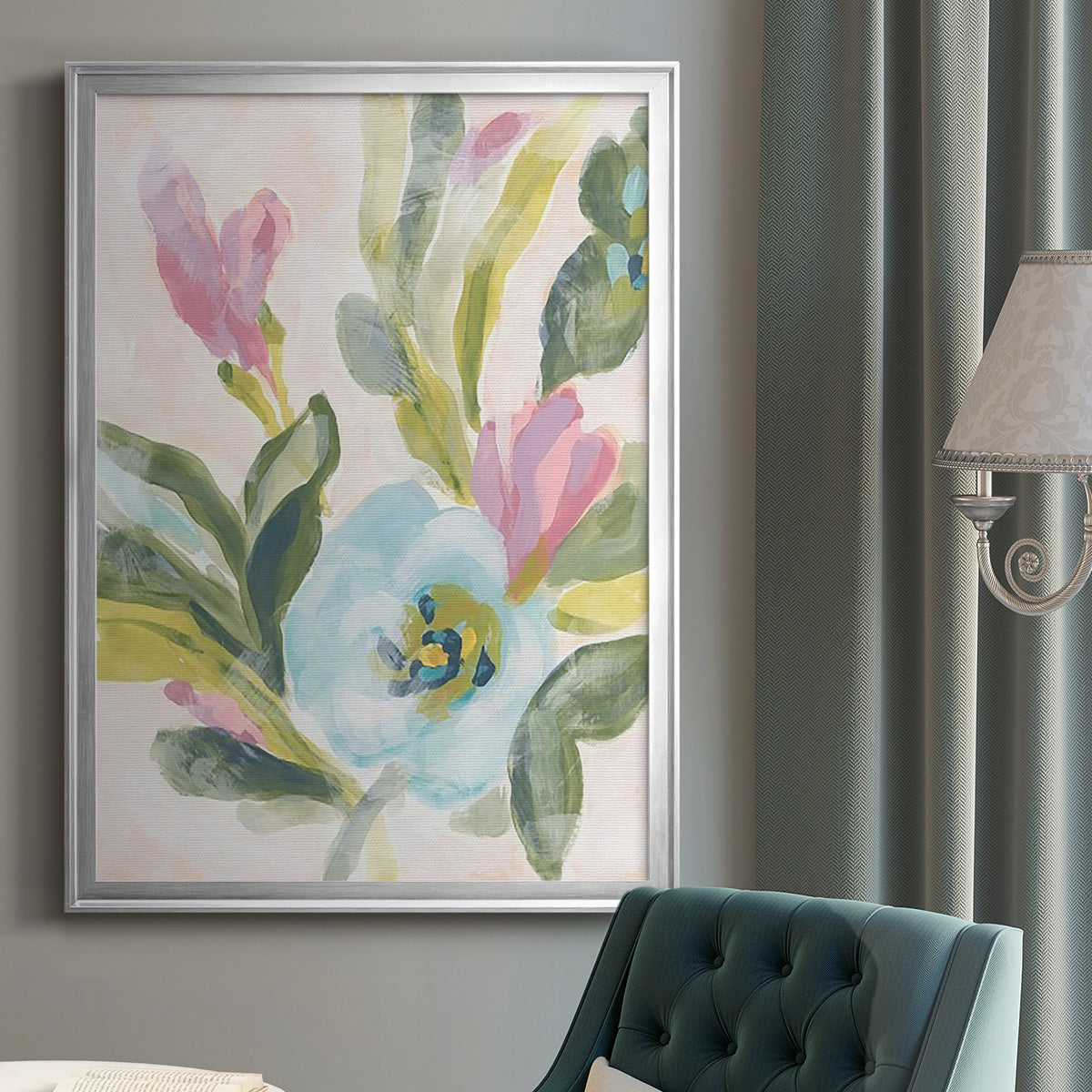 Floral Breeze Fresco  II - Modern Framed Canvas Print