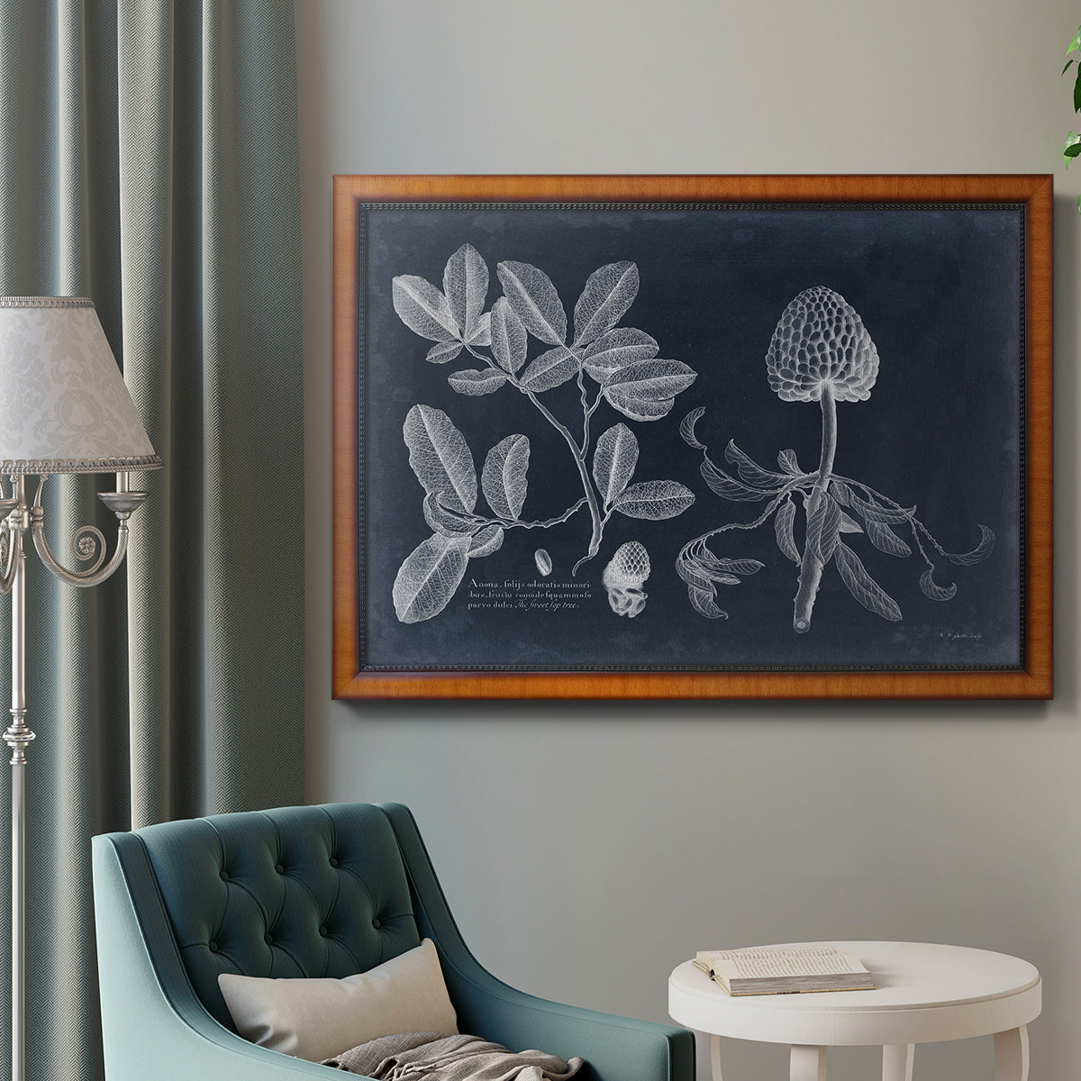 Foliage on Navy II Premium Framed Canvas- Ready to Hang