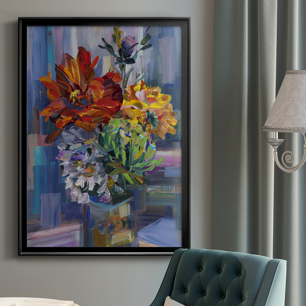 Modern Bouquet - Modern Framed Canvas Print