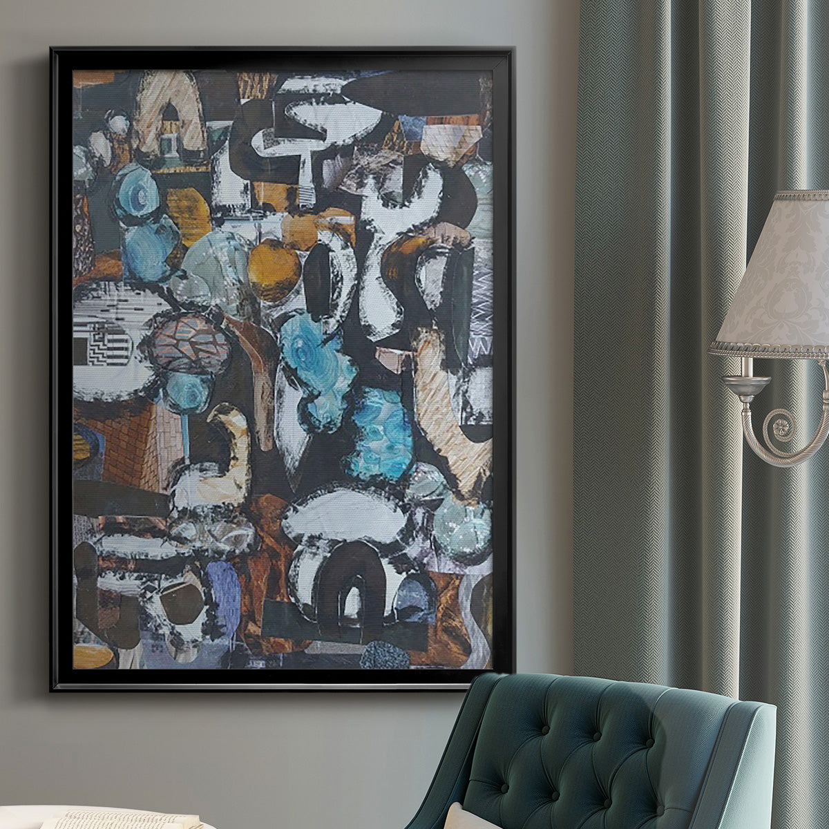 California Beach Blue Glass - Modern Framed Canvas Print
