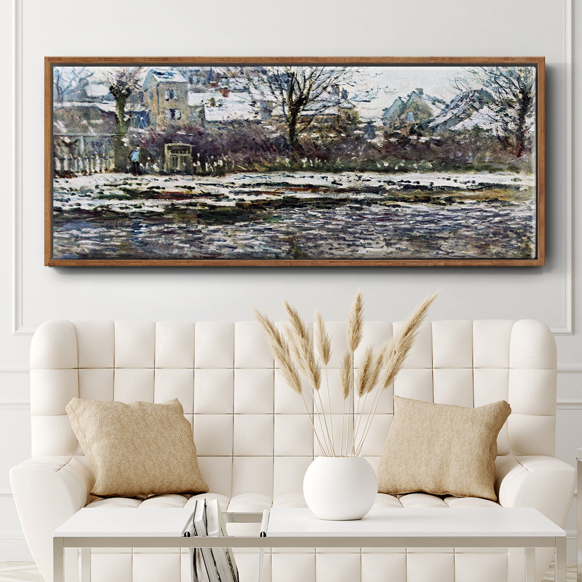 Snow in Vétheuil - Floater Framed Canvas Print