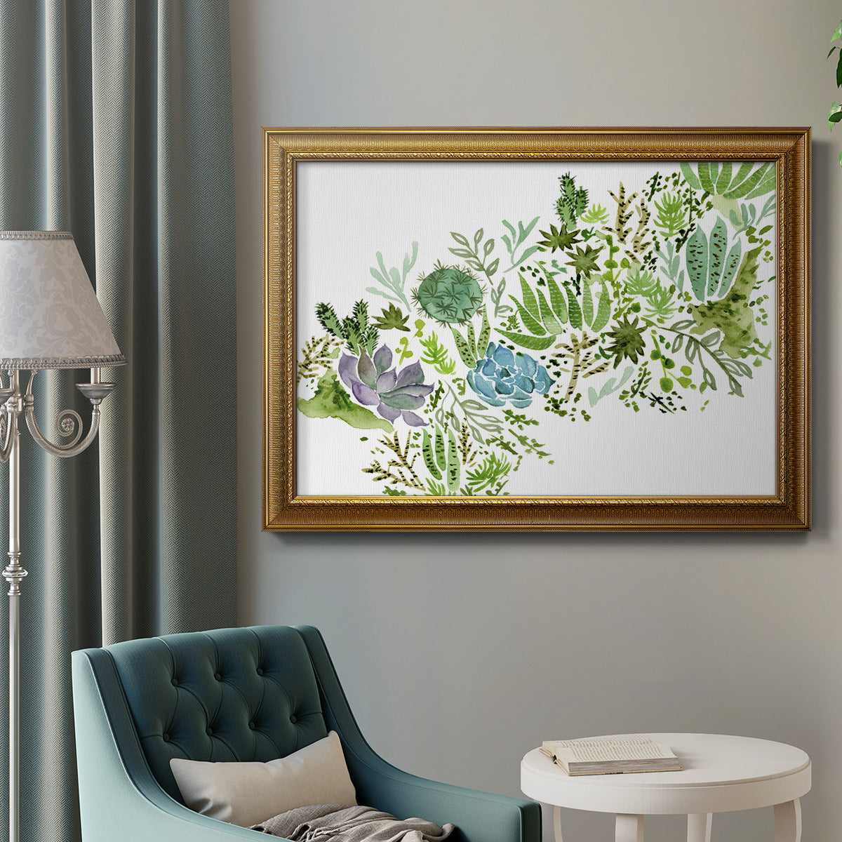 Succulent Field I Premium Framed Canvas- Ready to Hang