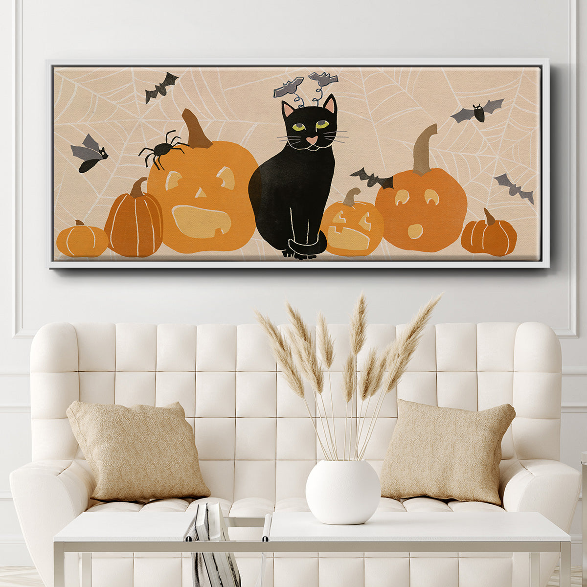 Pumpkin Patch Cats Collection D - Floater Framed Canvas Print