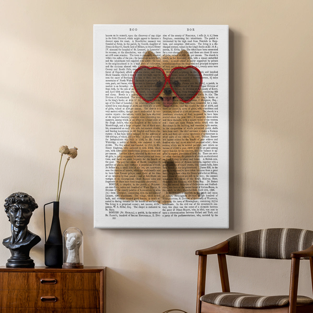 Pomeranian and Heart Glasses - Canvas Art Print