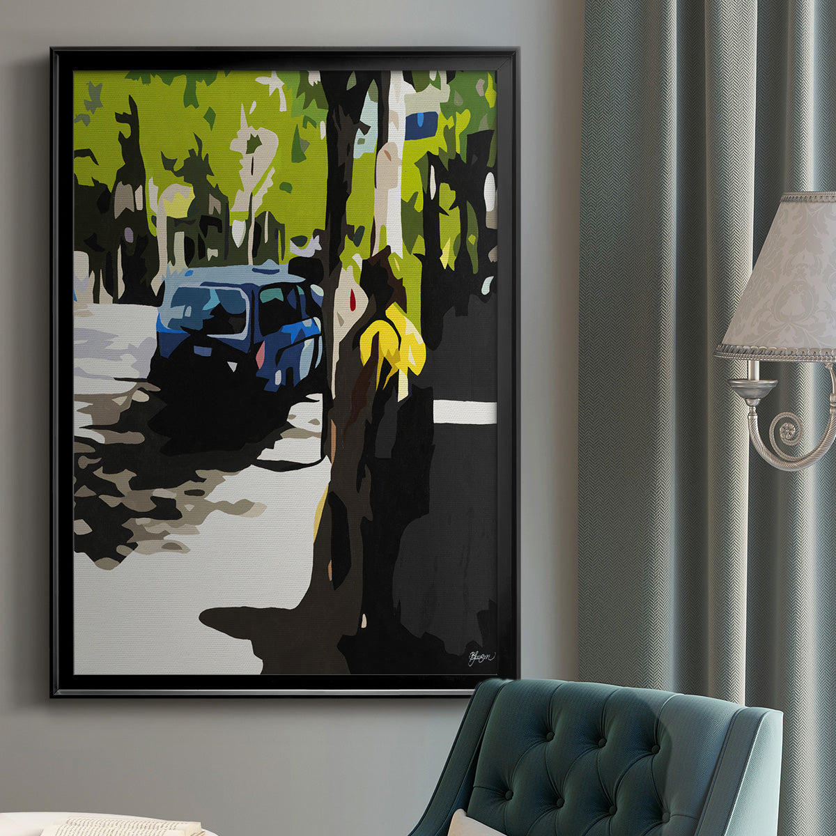 A Volvo in Ballard - Modern Framed Canvas Print