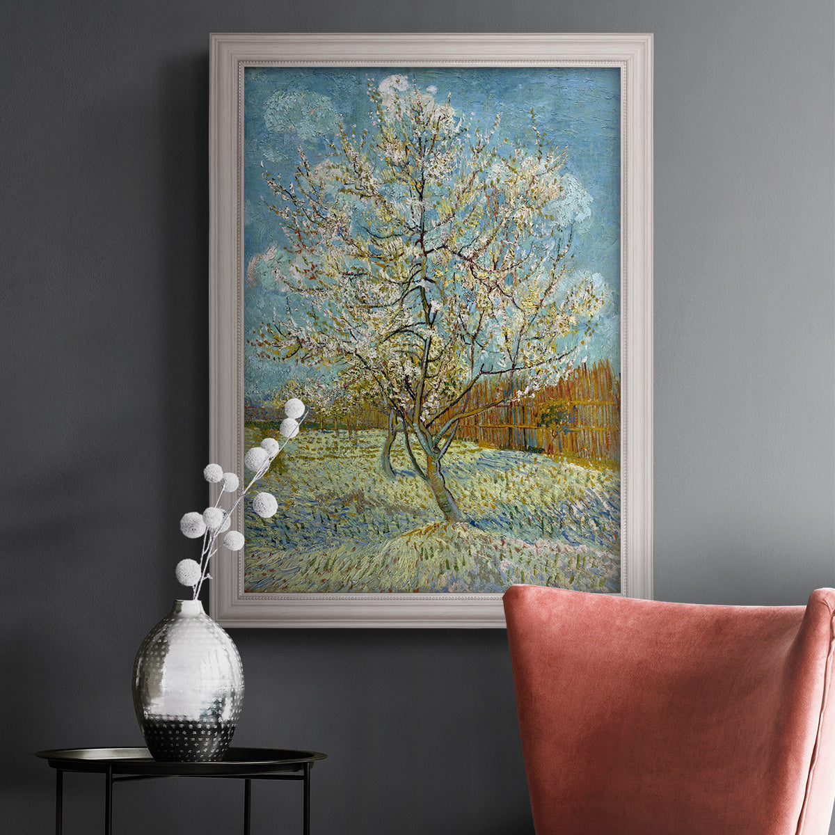  The Pink Peach Tree - Ornate Framed Canvas Print