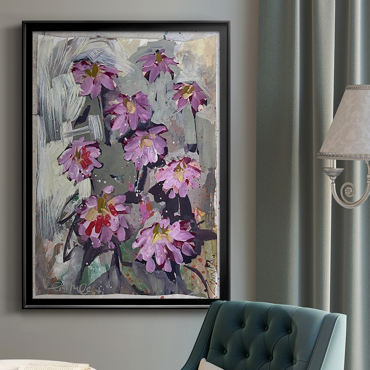 Zinnia II - Modern Framed Canvas Print