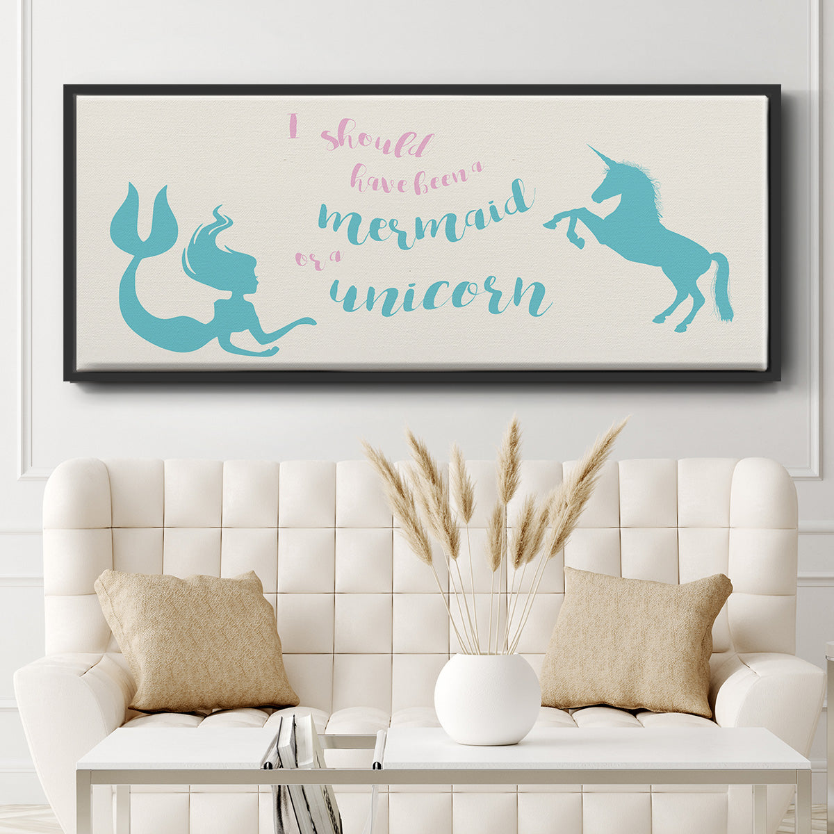 Mermaid Unicorn - Floater Framed Canvas Print