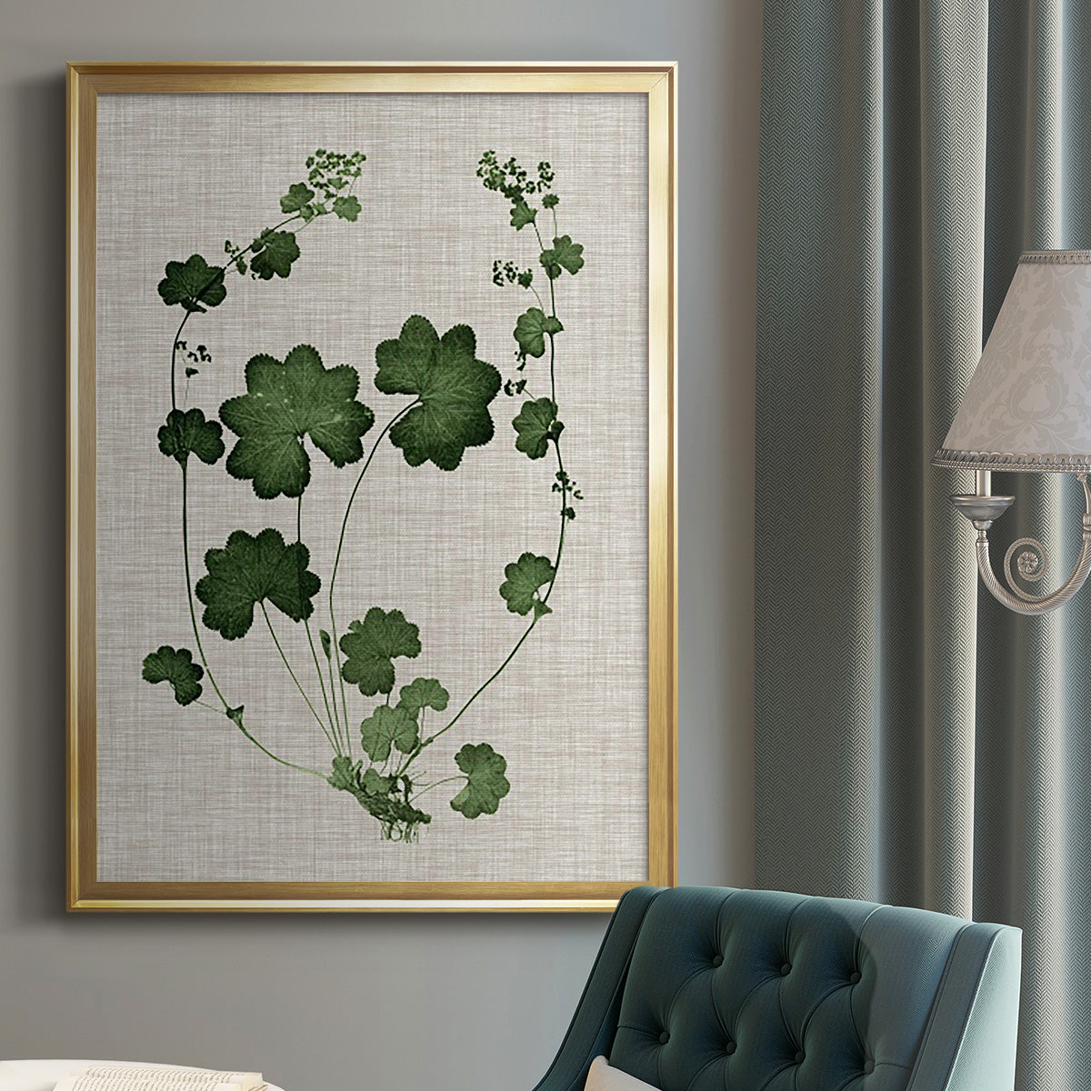 Forest Foliage on Linen II - Modern Framed Canvas Print