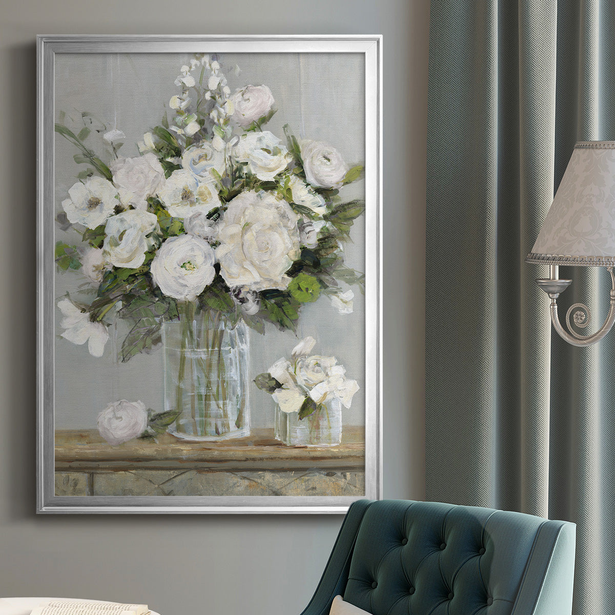 Cottage Whites - Modern Framed Canvas Print