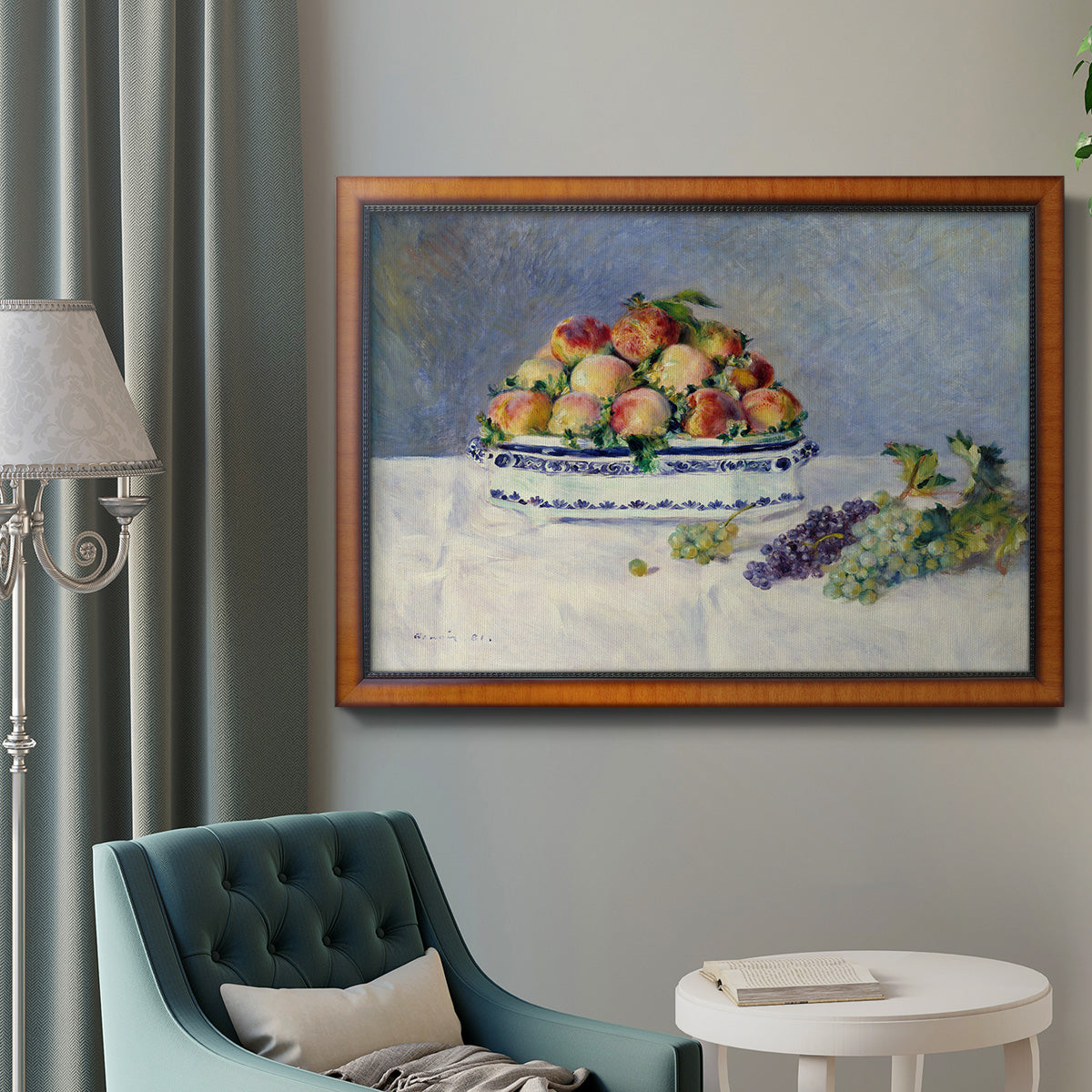 Still Life with Peaches and Grapes Premium Framed Canvas- Ready to Hang