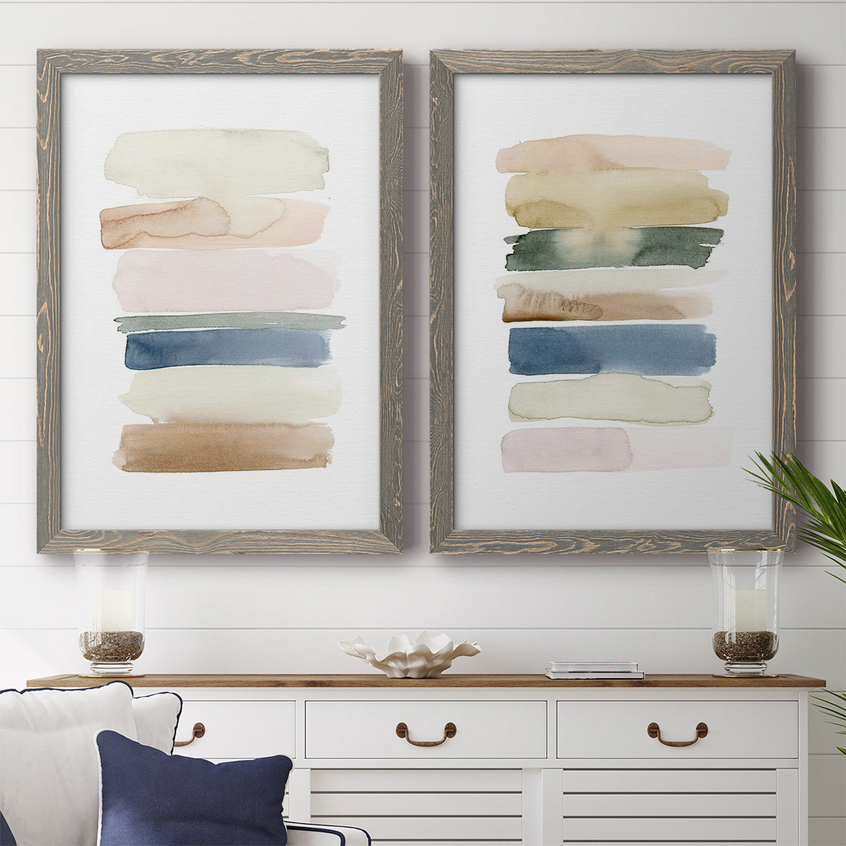 Faint Swatches I - Premium Framed Canvas 2 Piece Set - Ready to Hang