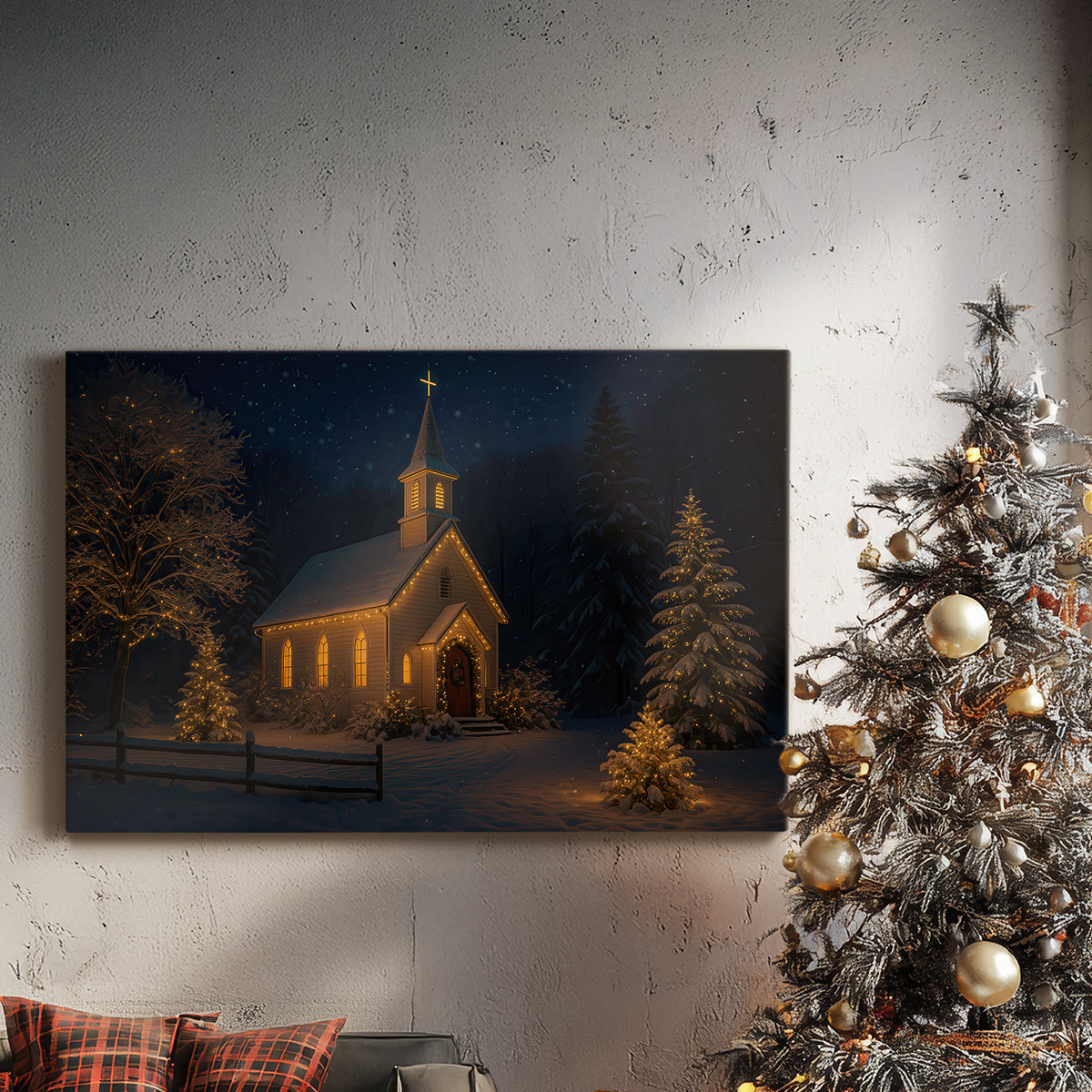 Eve of Soft Linen Candle - Canvas Art Print