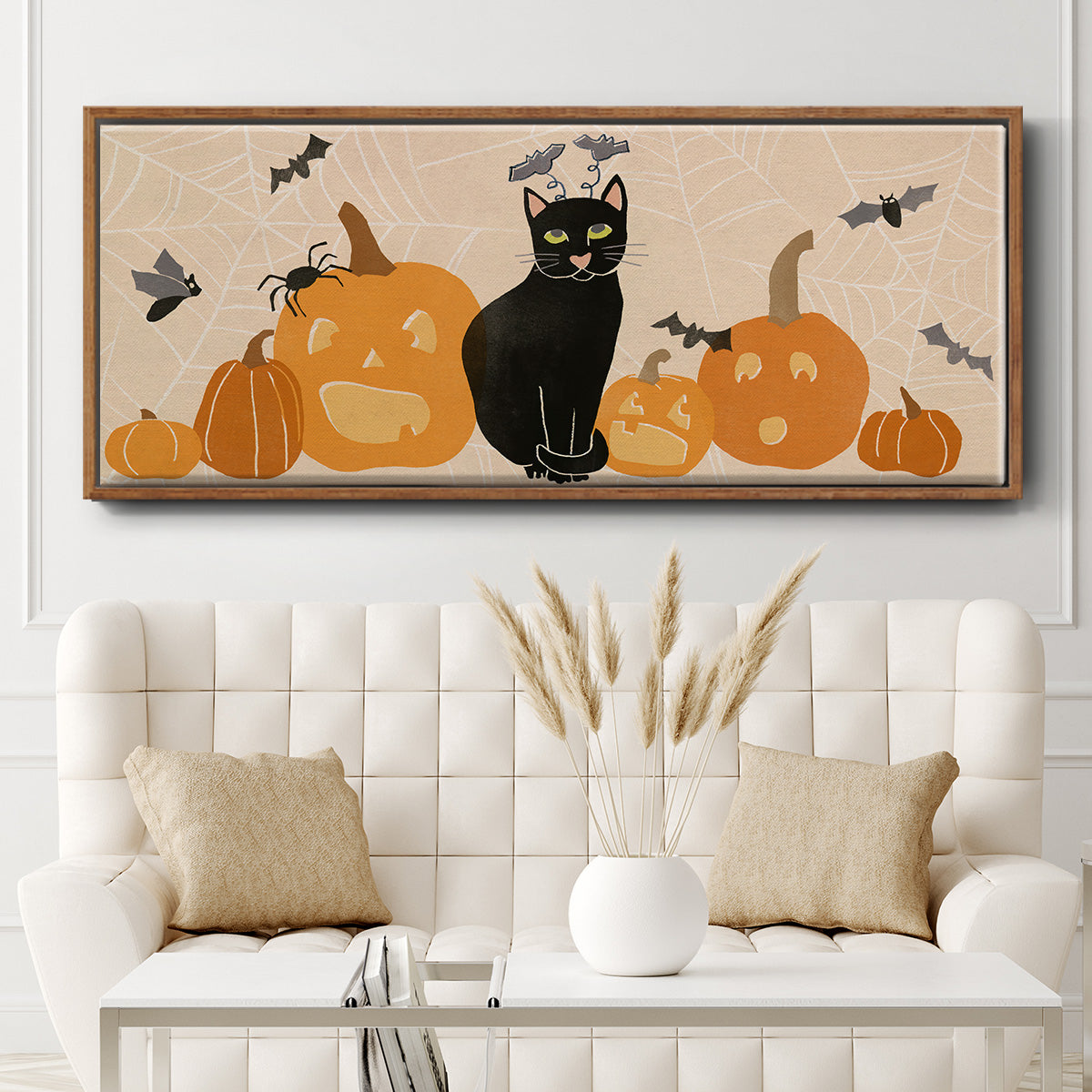 Pumpkin Patch Cats Collection D - Floater Framed Canvas Print