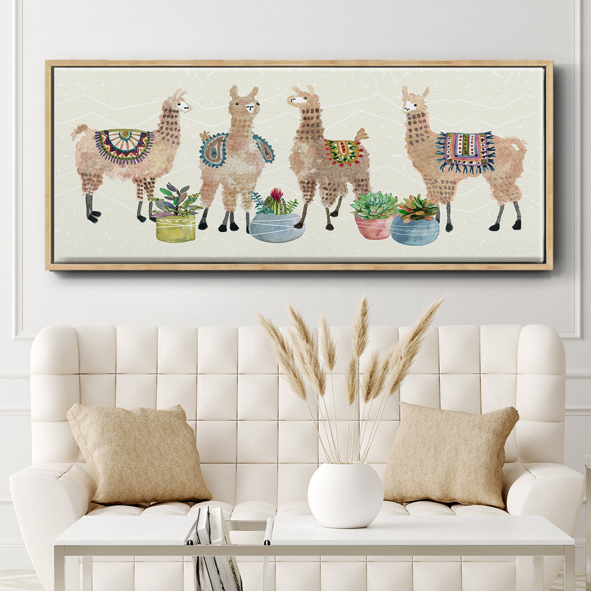 Llama Party - Floater Framed Canvas Print