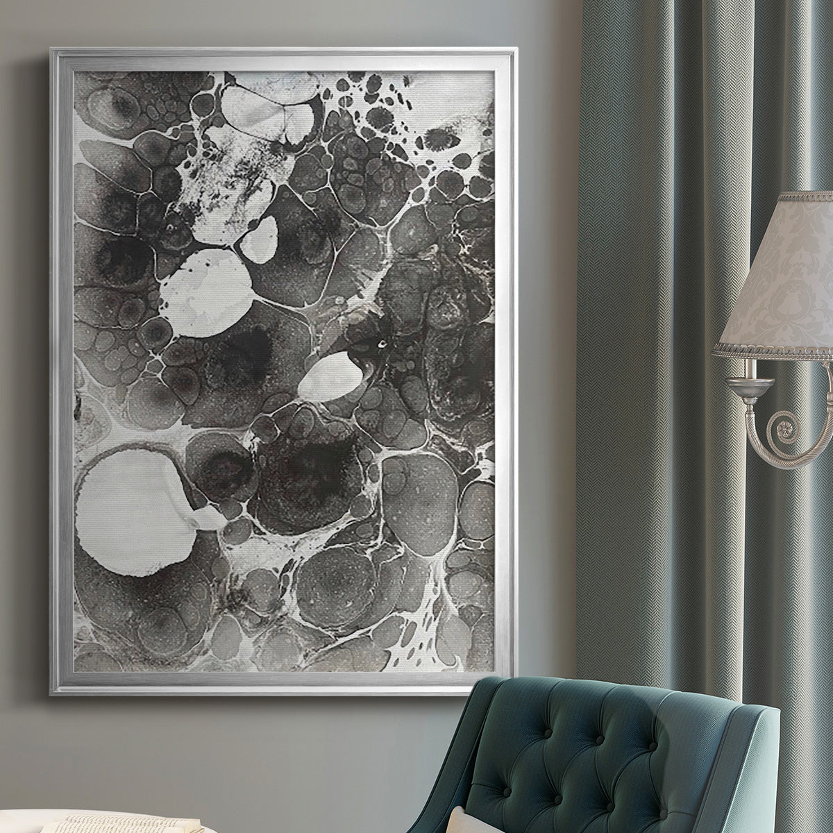 Marbling IV - Modern Framed Canvas Print