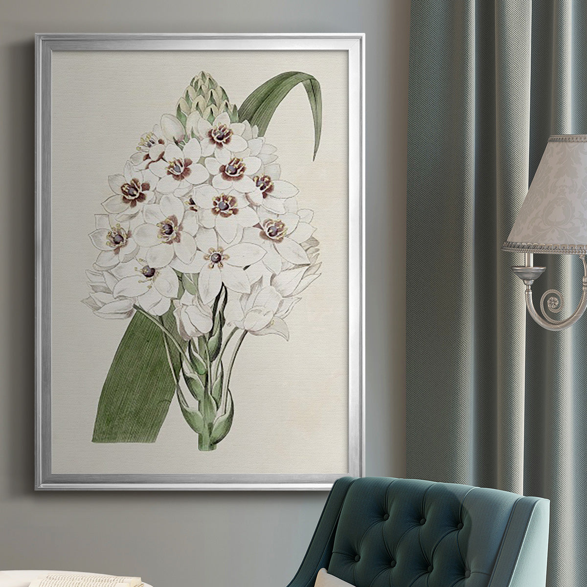 Flore Albo II - Modern Framed Canvas Print