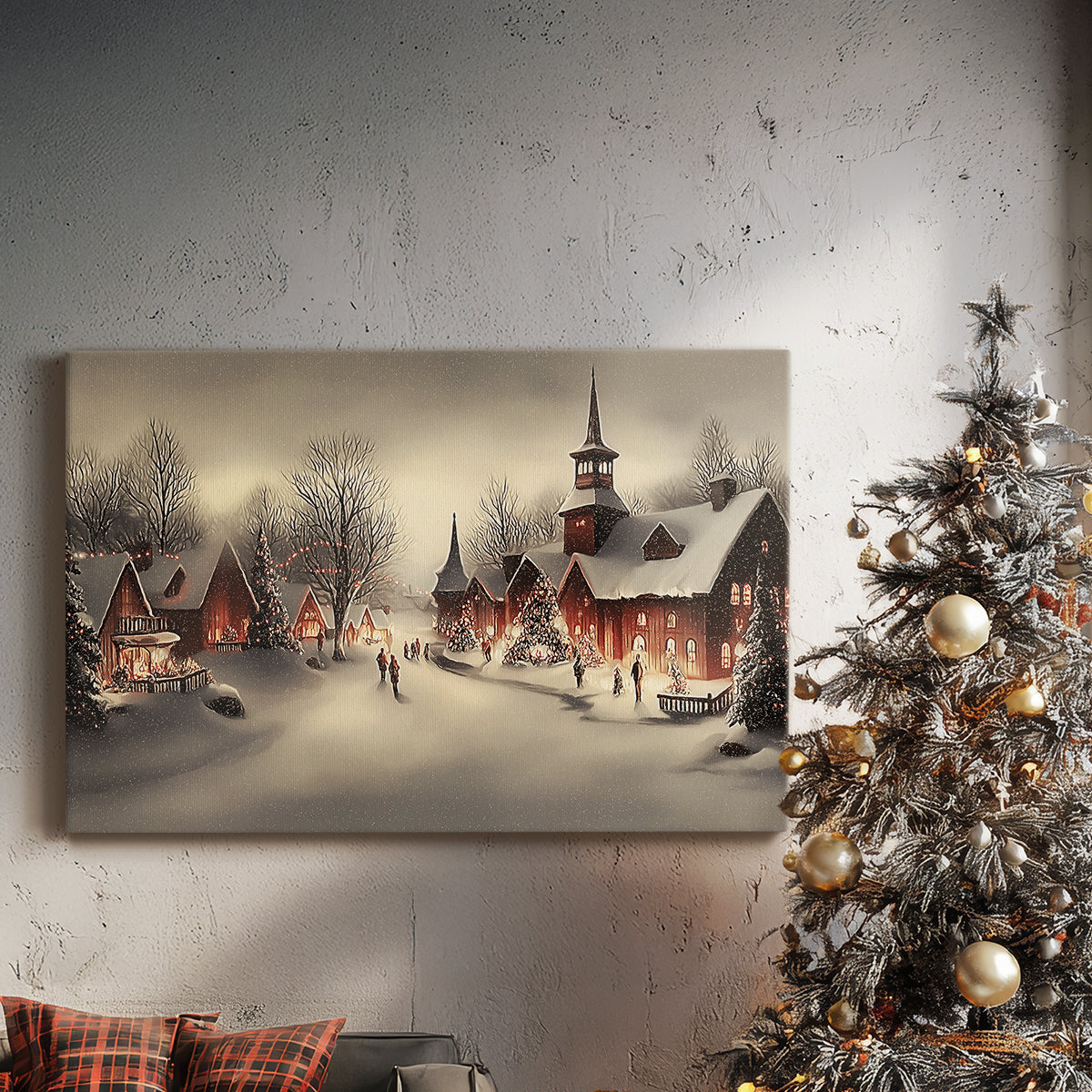 Candlelit Manger Serenade - Canvas Art Print