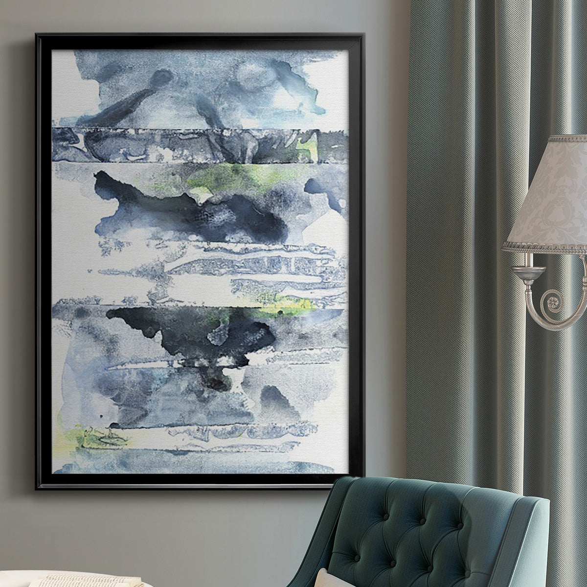 Blue Memories II - Modern Framed Canvas Print