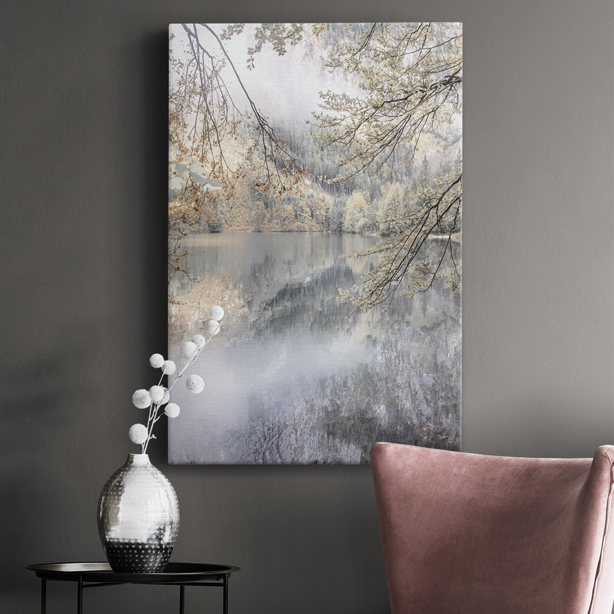 Misty Lake Premium Gallery Wrapped Canvas - Ready to Hang